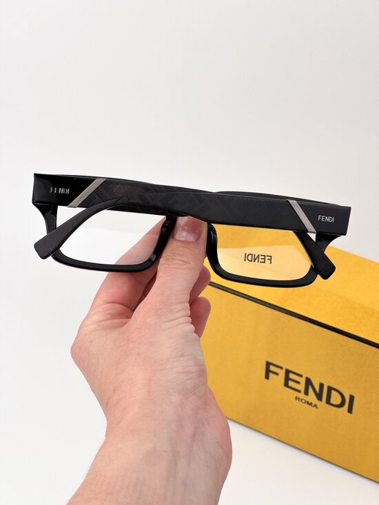 Fendi Diagonal FE50114F 001 Square Eyeglasses – Shiny Black main image 9